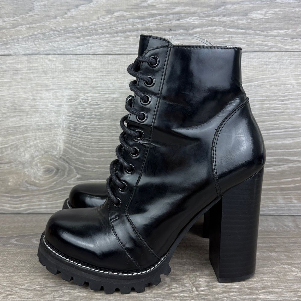 Jeffrey Campbell Black Lace-Up Platform Ankle Boots - Picture 3 of 12
